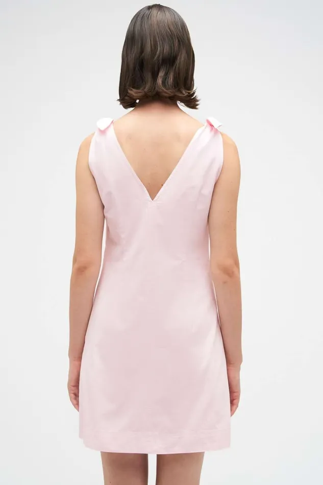 Oroton Tie Shoulder ALine Dress Palest Pink Women Dresses