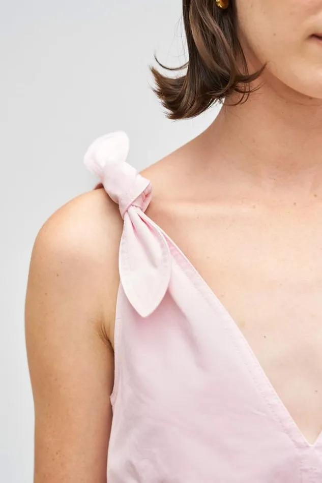 Oroton Tie Shoulder ALine Dress Palest Pink Women Dresses