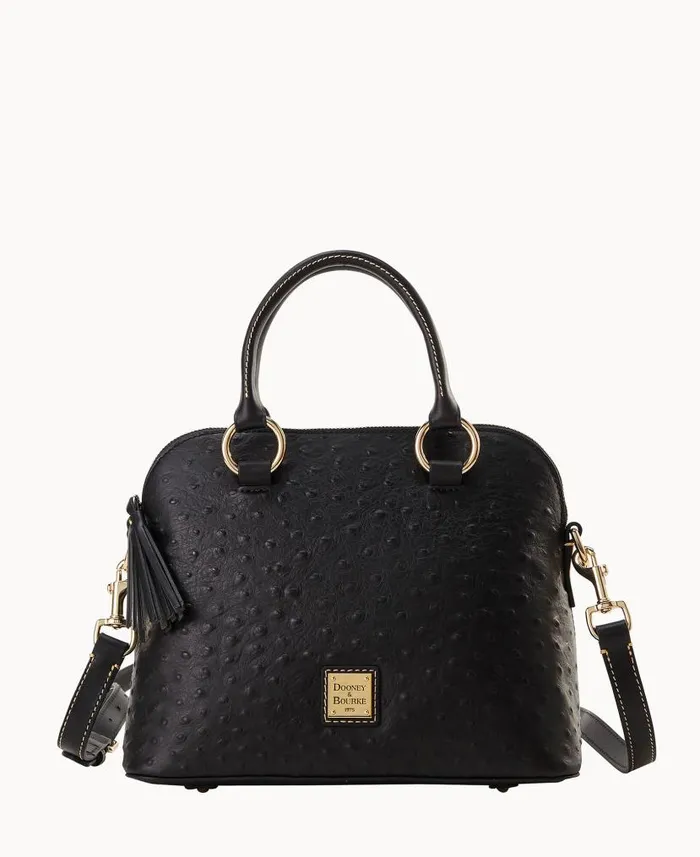 Ostrich Domed Satchel Black Woman Dooney and Bourke Satchels