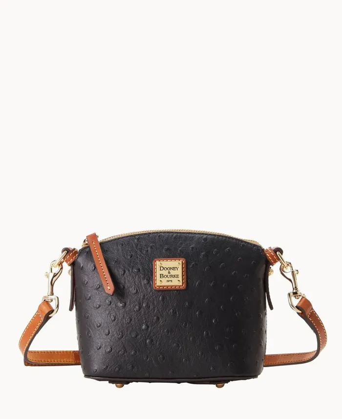 Ostrich Mini Domed Crossbody Black Woman Dooney and Bourke Crossbodies