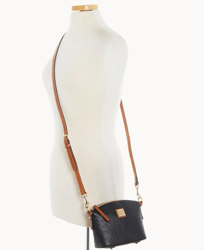 Ostrich Mini Domed Crossbody Black Woman Dooney and Bourke Crossbodies