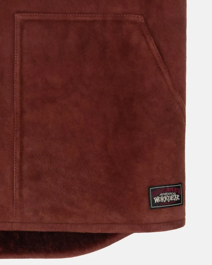 Outerwear MenWomen Stussy REVERSIBLE SHEARLING WORKGEAR VEST Burgundy Outerwear MenWomen Stussy REVERSIBLE SHEARLING WORKGEAR VEST Burgundy