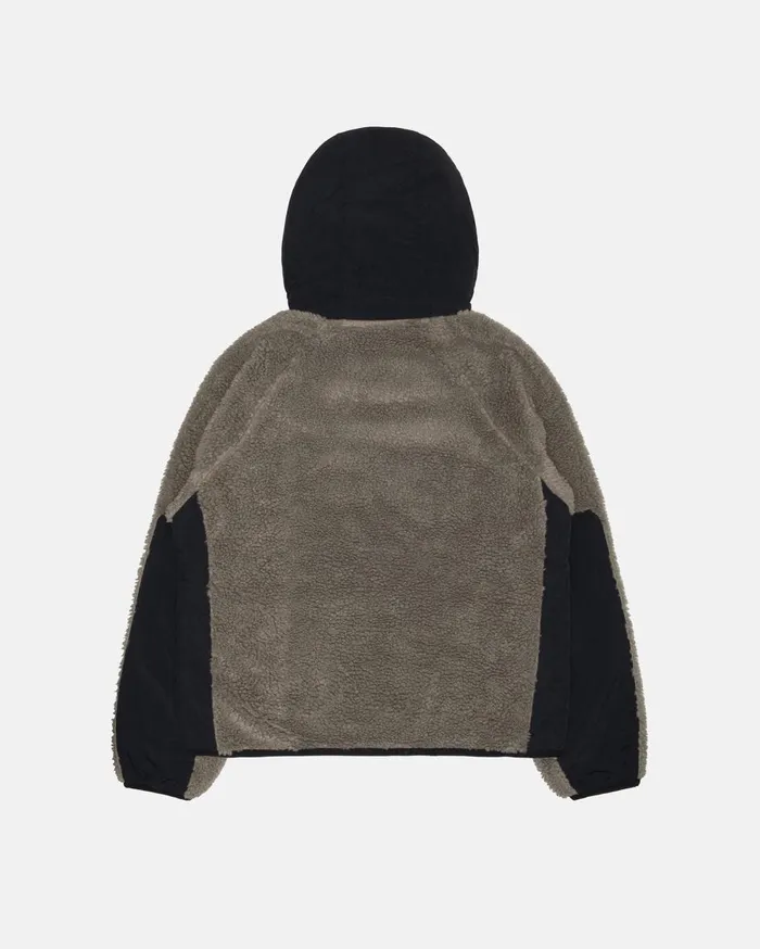 Outerwear MenWomen Stussy SHERPA PANELED HOODED JACKET Stone