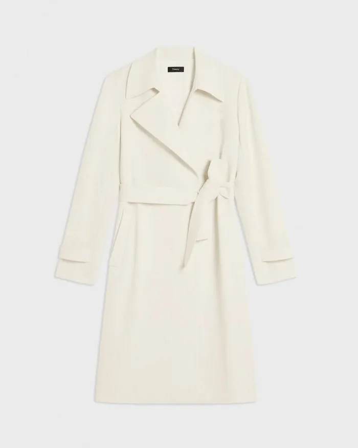 Outerwear Women Theory Oaklane Trench Coat In Admiral Crepe Rice