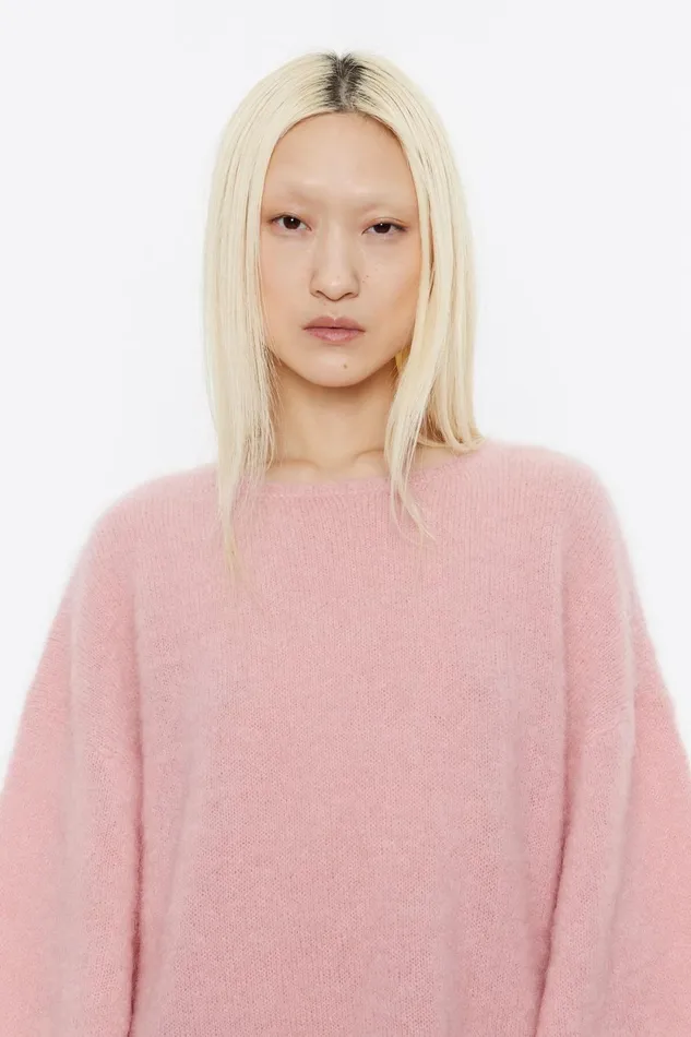 Oversize Light Pink Mohair Sweater Light Pink Women Bimba Y Lola Knitwear Oversize Light Pink Mohair Sweater Light Pink Women Bimba Y Lola Knitwear