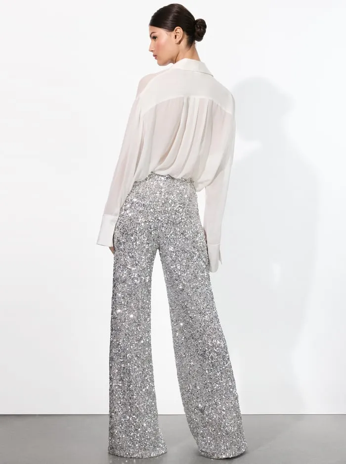 Pants Women Alice Olivia Mame Sequin Pant Silver