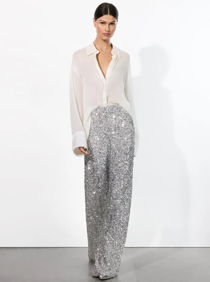 Pants Women Alice Olivia Mame Sequin Pant Silver