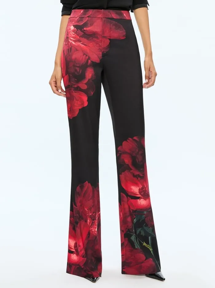 Pants Women Alice Olivia Ronnie Trouser Peony Petals Bright Ruby