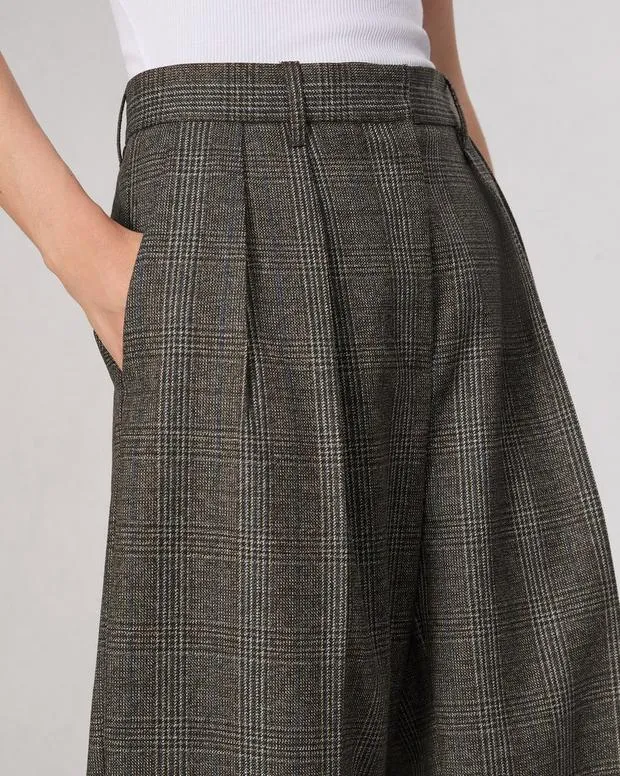 Pants Women Rag and Bone Francine Plaid Wool Pant Brown Plaid