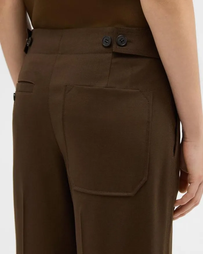 Pants Women Theory Adjustable Wool Gabardine Pant Brown