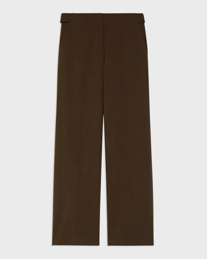 Pants Women Theory Adjustable Wool Gabardine Pant Brown