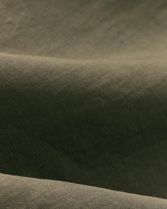 Pants Women Theory Cropped WideLeg Pant In Good Linen Dark Olive