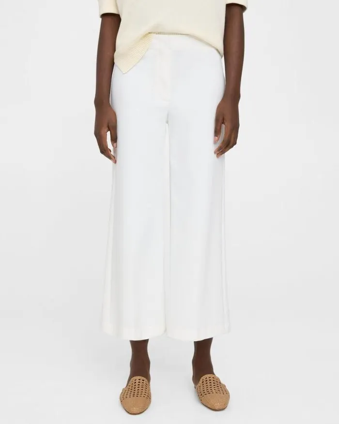 Pants Women Theory Cropped WideLeg Pant In Precision Ponte White Pants Women Theory Cropped WideLeg Pant In Precision Ponte White