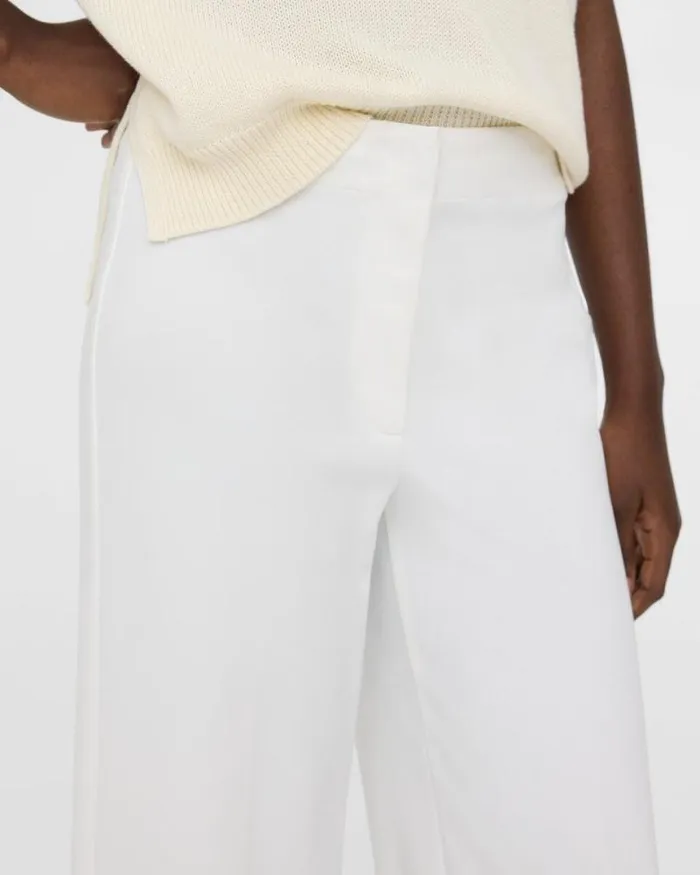 Pants Women Theory Cropped WideLeg Pant In Precision Ponte White Pants Women Theory Cropped WideLeg Pant In Precision Ponte White