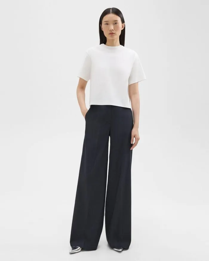 Pants Women Theory HighWaist WideLeg Pant In Good Linen Concord