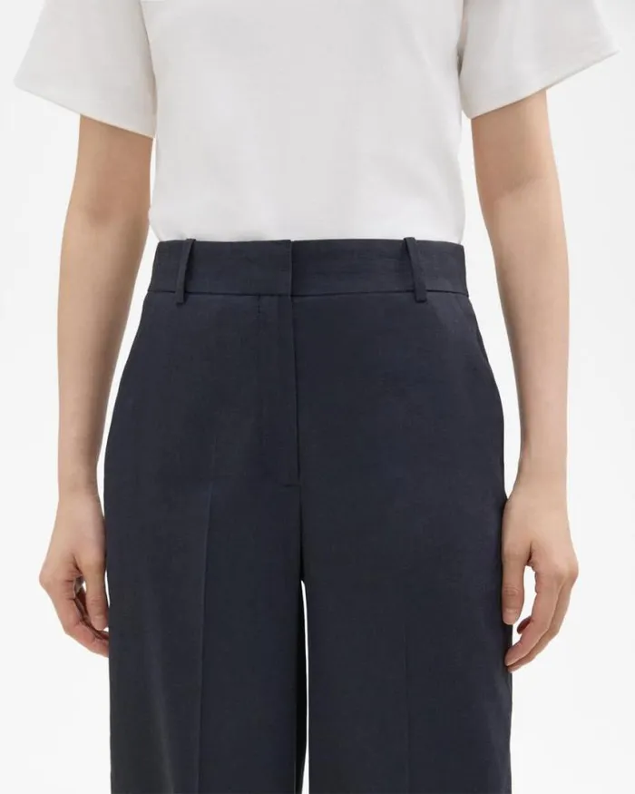 Pants Women Theory HighWaist WideLeg Pant In Good Linen Concord