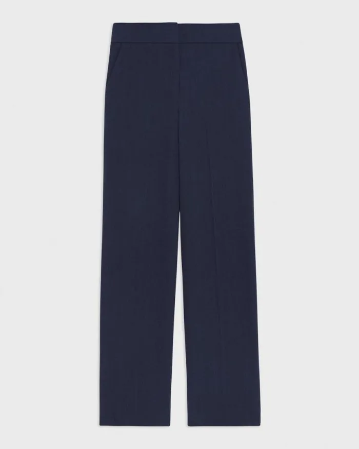 Pants Women Theory HighWaist WideLeg Pant In Striped Admiral Crepe Nocturne Navy