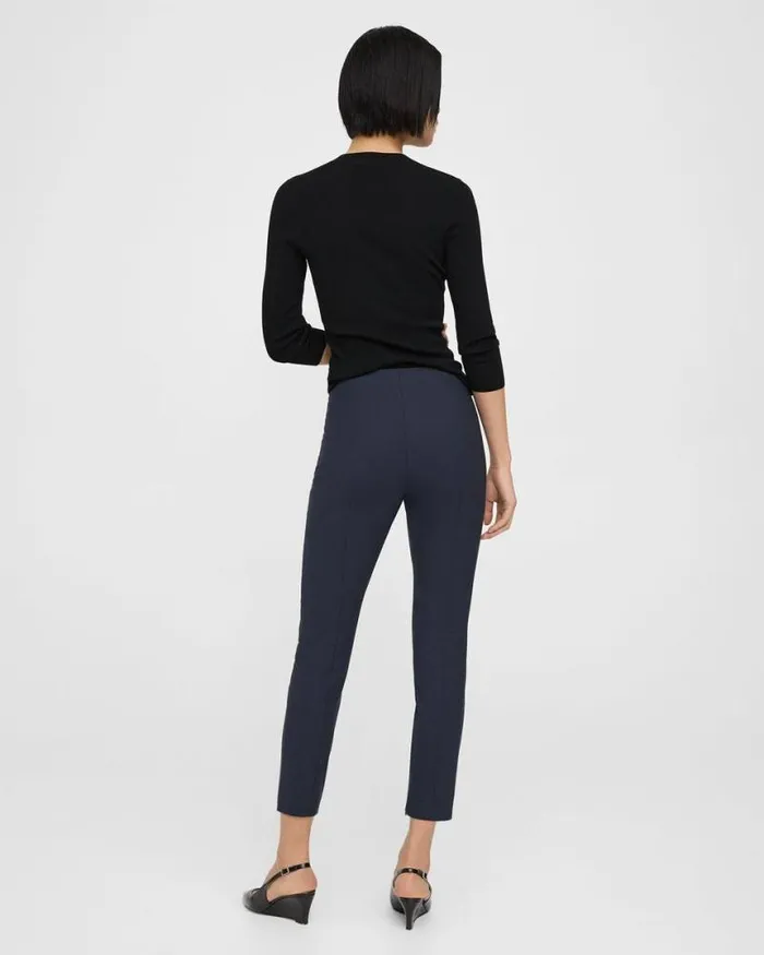 Pants Women Theory Pintucked Slim Pant In Good Wool Nocturne Navy
