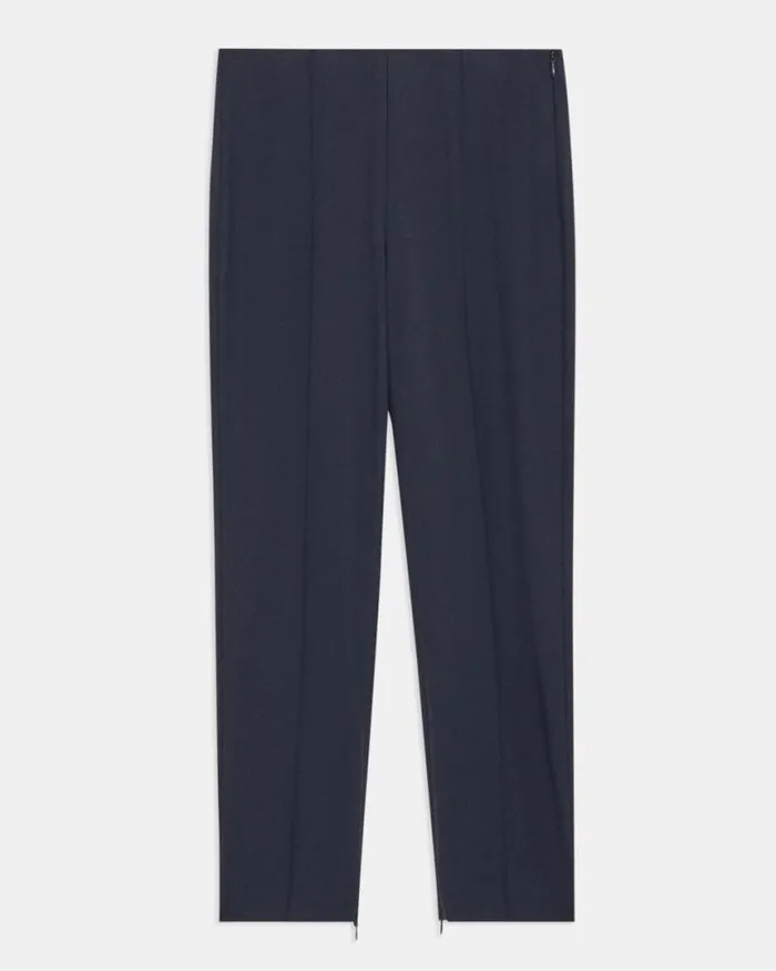 Pants Women Theory Pintucked Slim Pant In Good Wool Nocturne Navy
