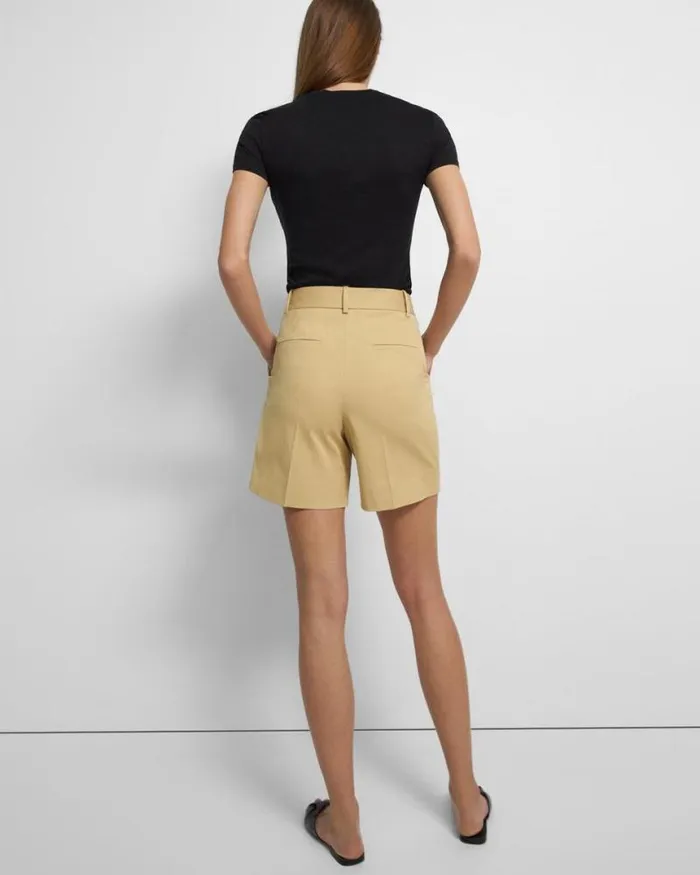 Pants Women Theory Pleated Short In Stretch Cotton Twill Tuscan Pants Women Theory Pleated Short In Stretch Cotton Twill Tuscan