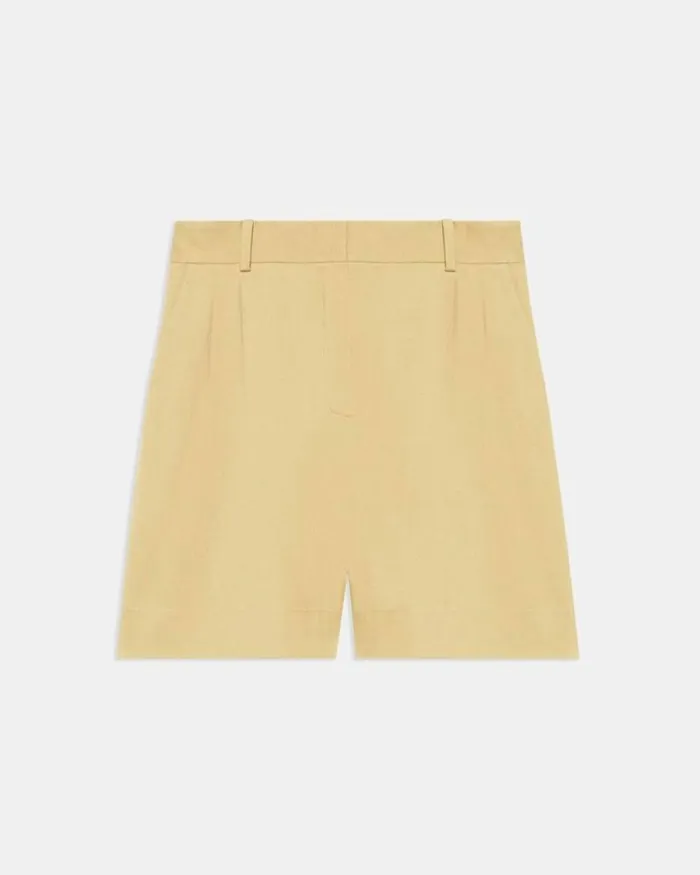 Pants Women Theory Pleated Short In Stretch Cotton Twill Tuscan Pants Women Theory Pleated Short In Stretch Cotton Twill Tuscan