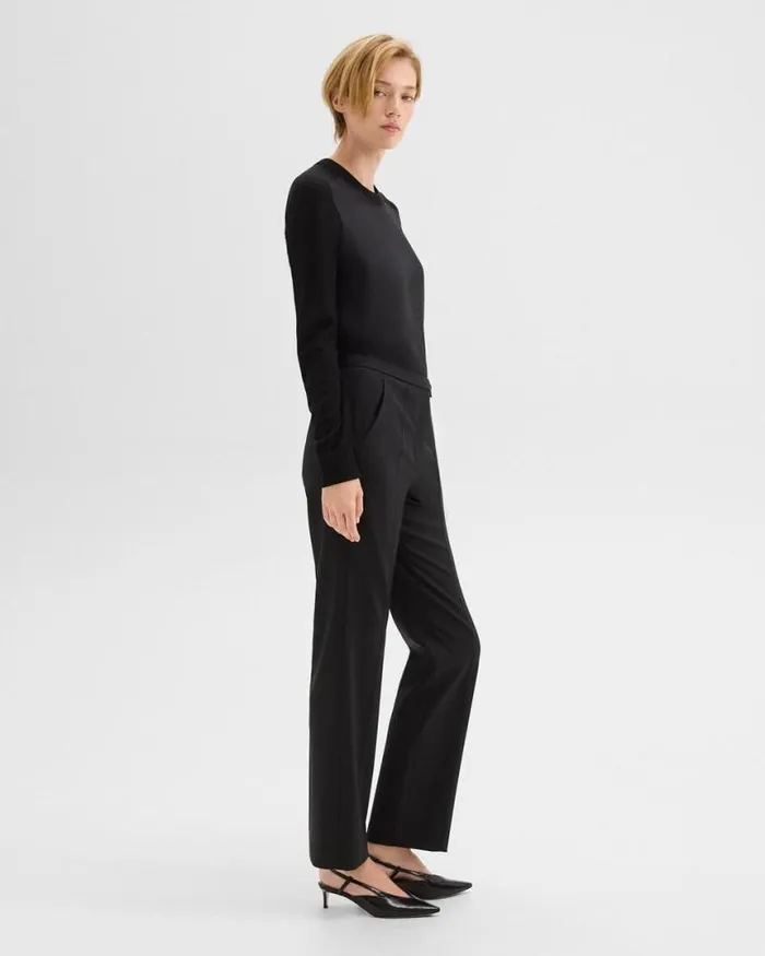 Pants Women Theory Relaxed Pant In Wool Gabardine Black