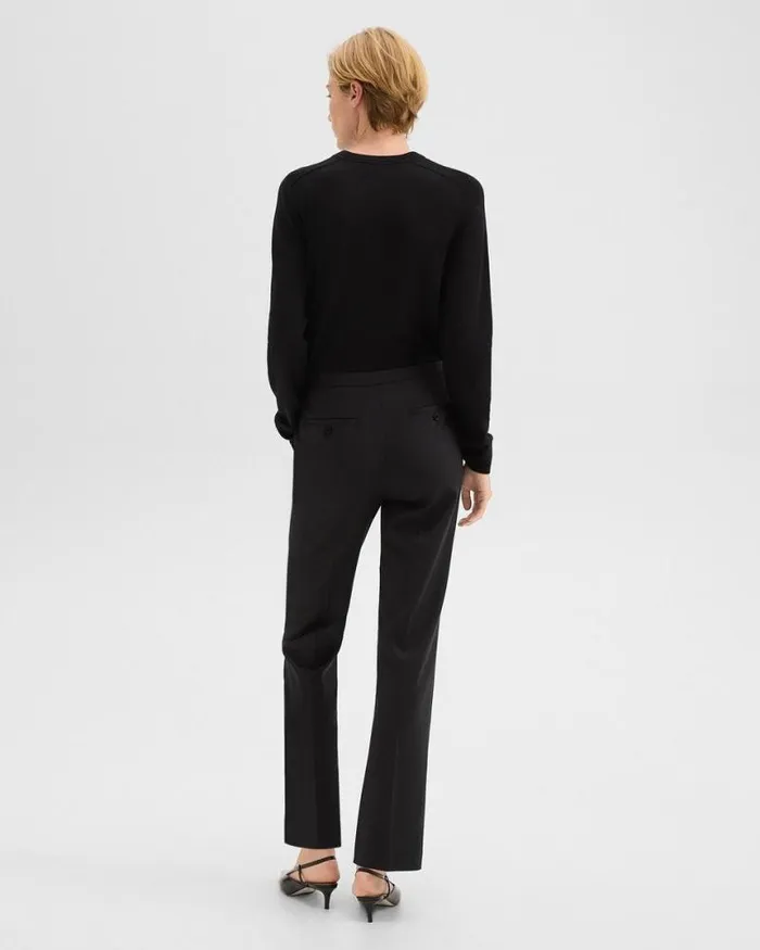 Pants Women Theory Relaxed Pant In Wool Gabardine Black