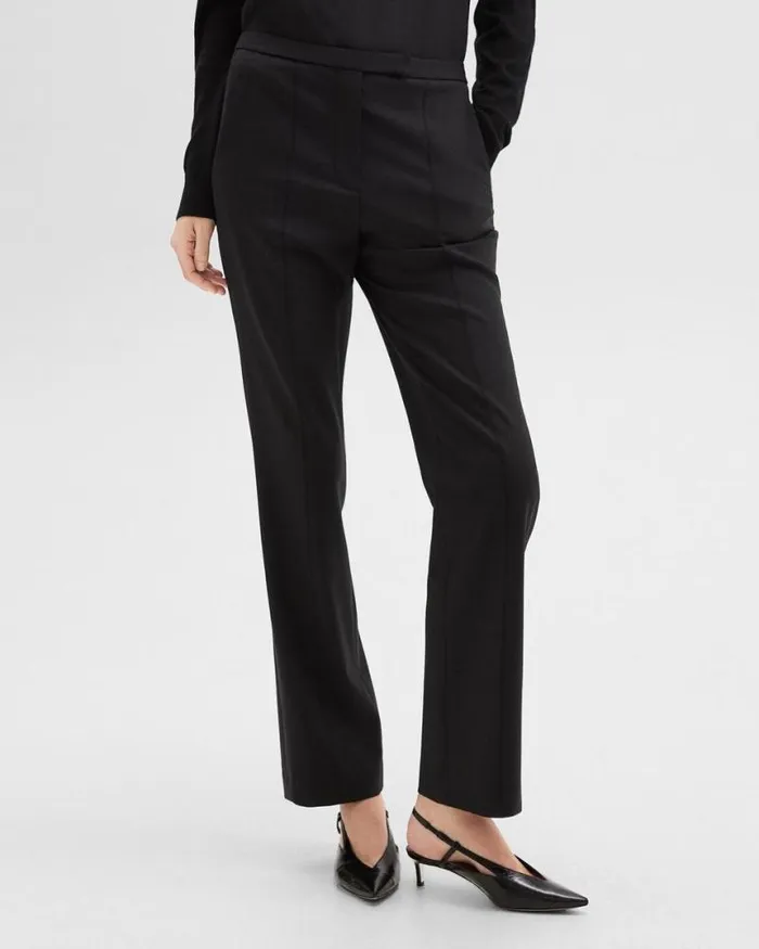 Pants Women Theory Relaxed Pant In Wool Gabardine Black
