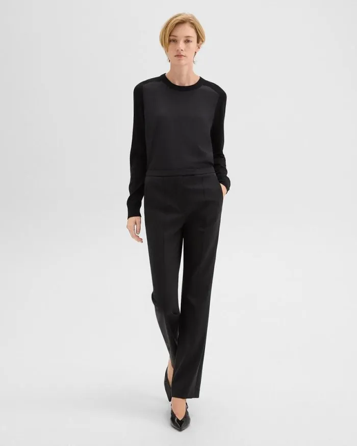 Pants Women Theory Relaxed Pant In Wool Gabardine Black