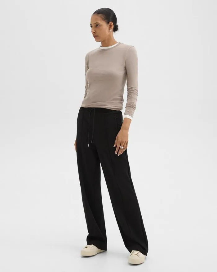 Pants Women Theory Track Pant In DoubleKnit Jersey Black