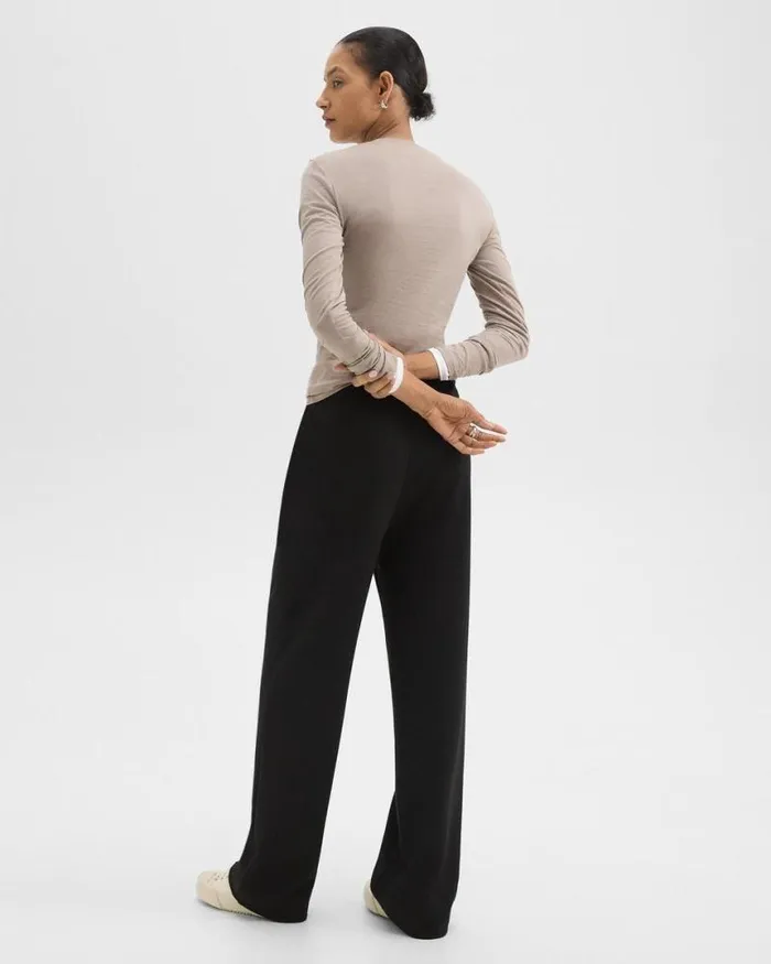 Pants Women Theory Track Pant In DoubleKnit Jersey Black Pants Women Theory Track Pant In DoubleKnit Jersey Black