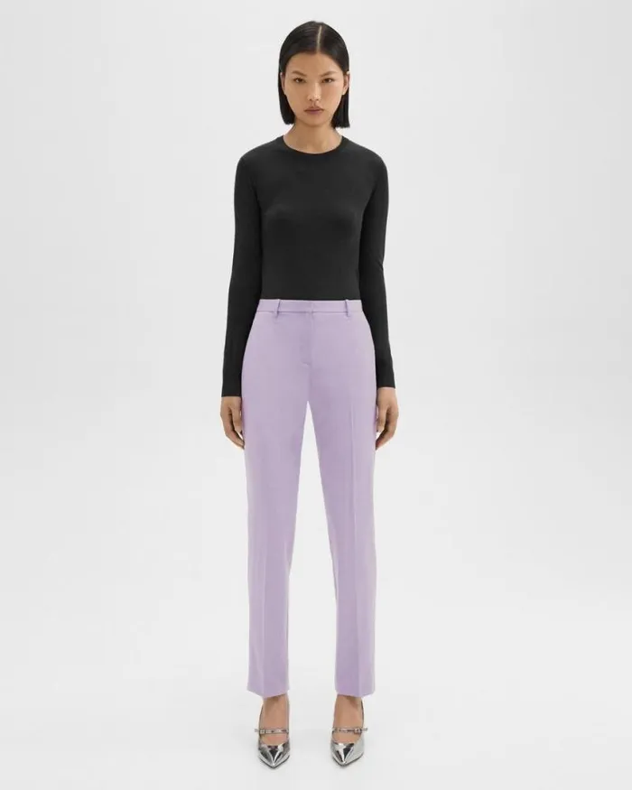 Pants Women Theory Treeca Full Length Pant In Good Wool Lilac Sky