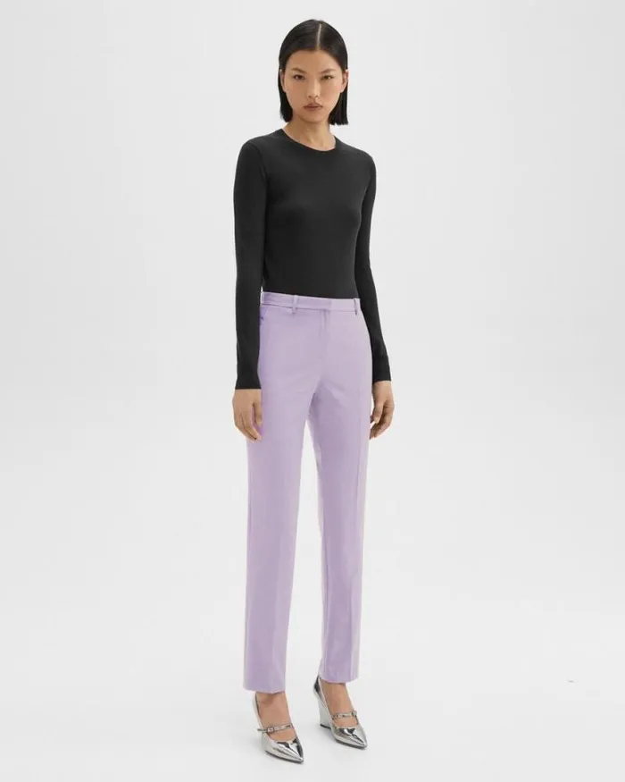 Pants Women Theory Treeca Full Length Pant In Good Wool Lilac Sky