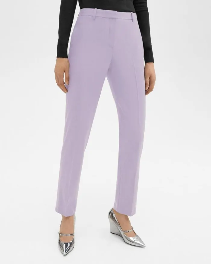Pants Women Theory Treeca Full Length Pant In Good Wool Lilac Sky