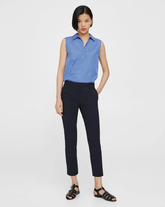 Pants Women Theory Treeca Pant In Seersucker Navy