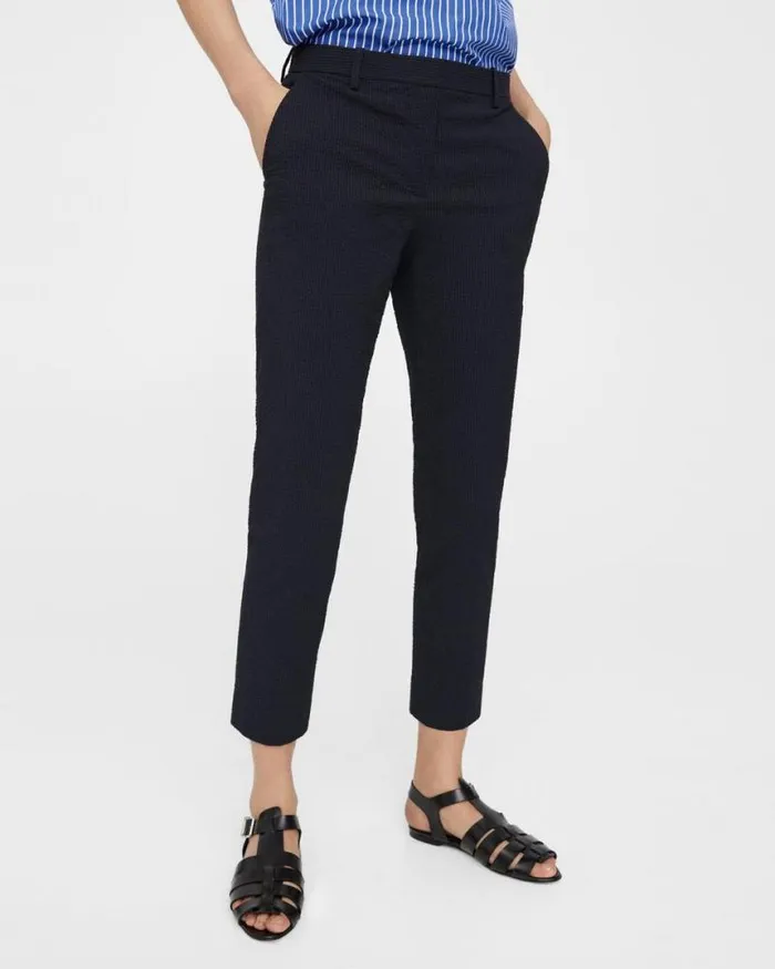 Pants Women Theory Treeca Pant In Seersucker Navy