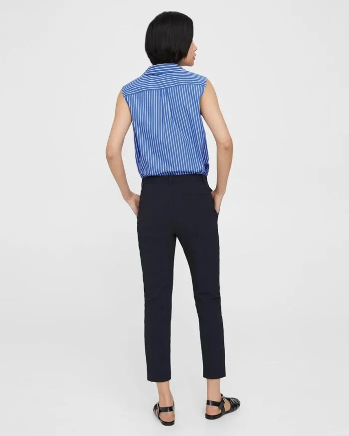 Pants Women Theory Treeca Pant In Seersucker Navy