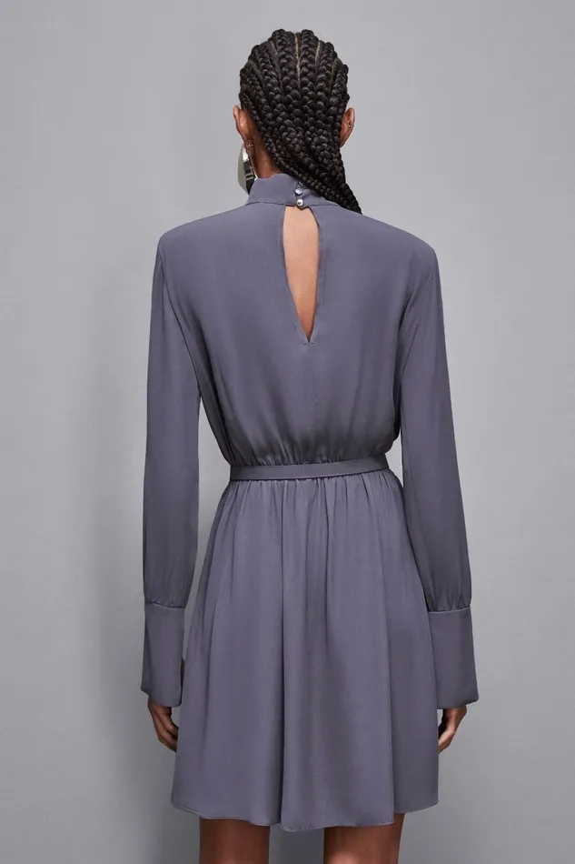 Patrizia Pepe Dresses Essential Twill Belted Dress Grey 8211 Women