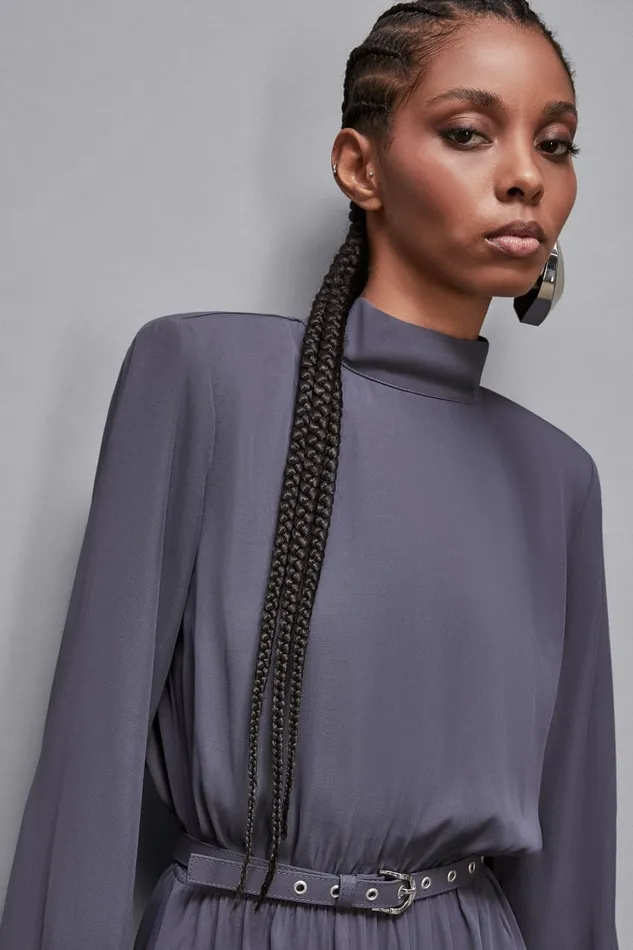 Patrizia Pepe Dresses Essential Twill Belted Dress Grey 8211 Women