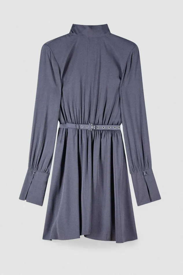 Patrizia Pepe Dresses Essential Twill Belted Dress Grey 8211 Women