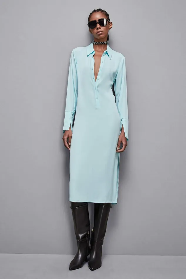 Patrizia Pepe Dresses Essential Twill Sash Dress Light Blue 8211 Women