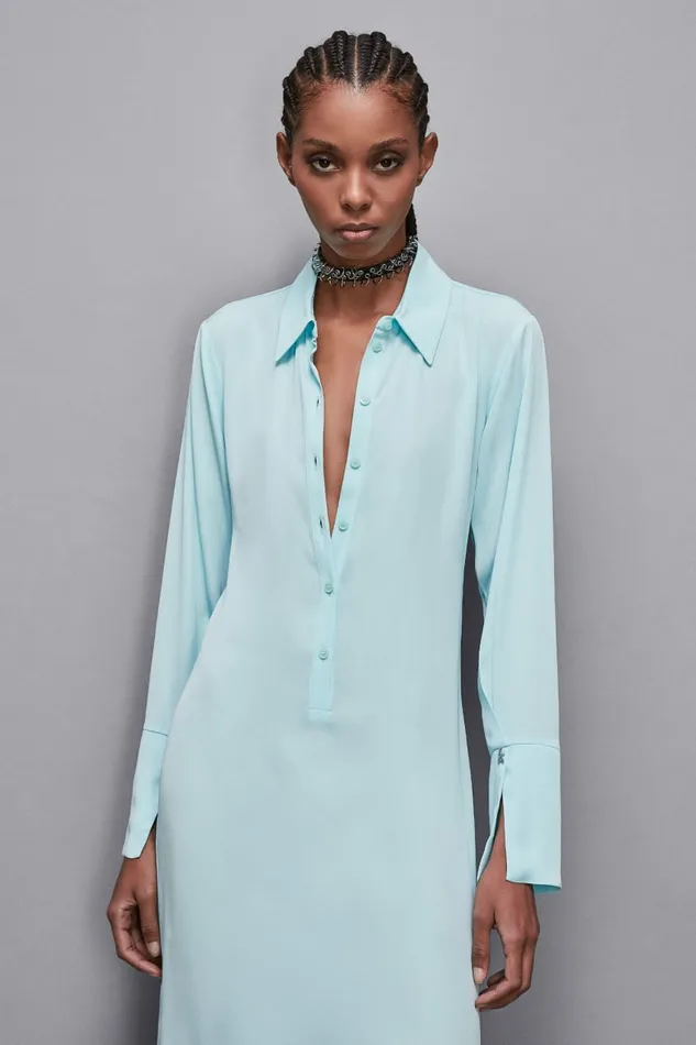 Patrizia Pepe Dresses Essential Twill Sash Dress Light Blue 8211 Women