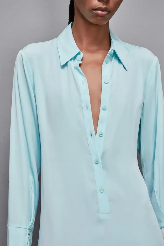 Patrizia Pepe Dresses Essential Twill Sash Dress Light Blue 8211 Women