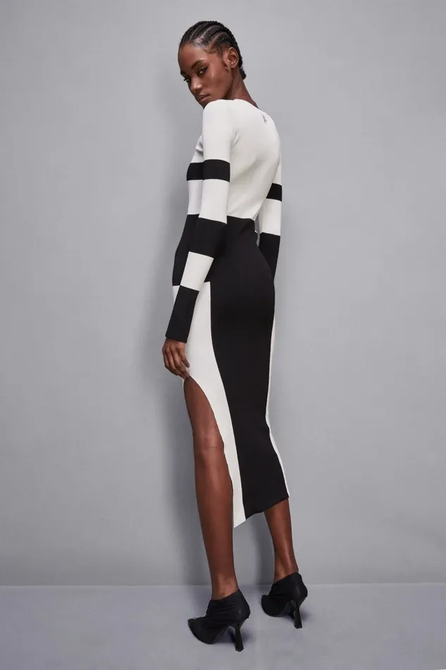 Patrizia Pepe Dresses Knitted Dress With Slit X2s5 8211 Women