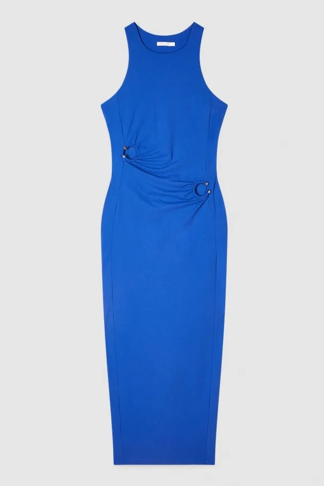 Patrizia Pepe Dresses Midi Dress With Piercing Details Blue 8211 Women