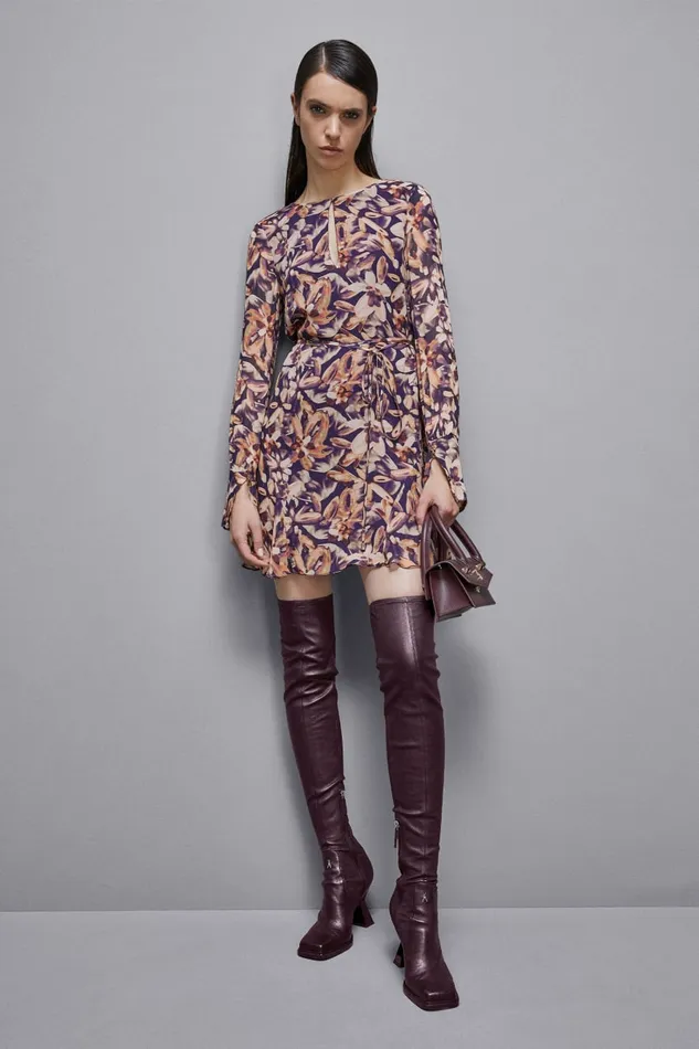 Patrizia Pepe Dresses Patterned Georgette Mini Dress Multicolor 8211 Women