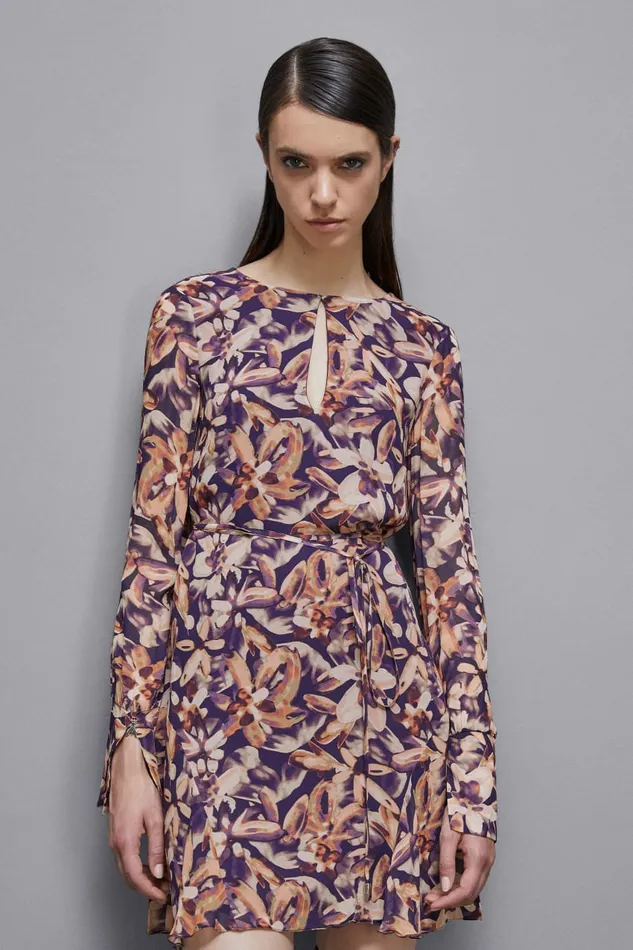 Patrizia Pepe Dresses Patterned Georgette Mini Dress Multicolor 8211 Women