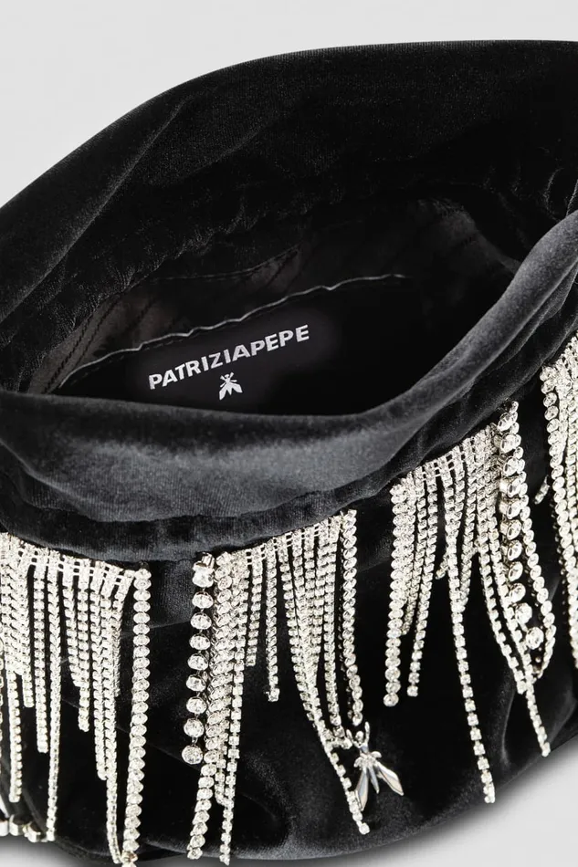 Patrizia Pepe Handbags Pouch Bag With Rhinestones Black 8211 Women