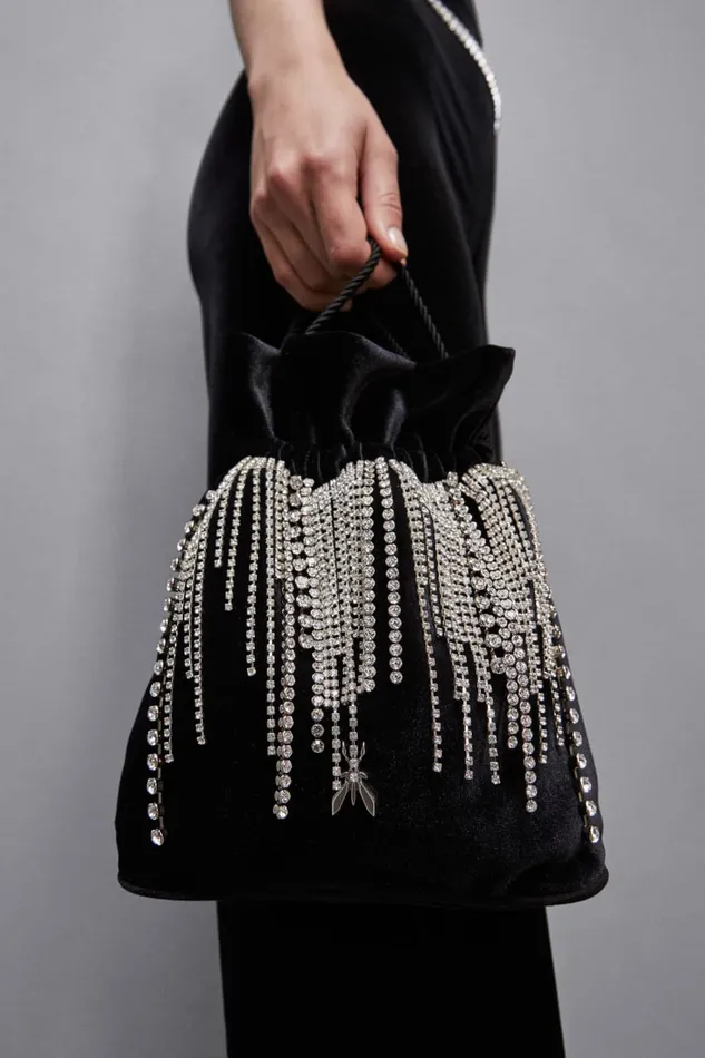Patrizia Pepe Handbags Pouch Bag With Rhinestones Black 8211 Women