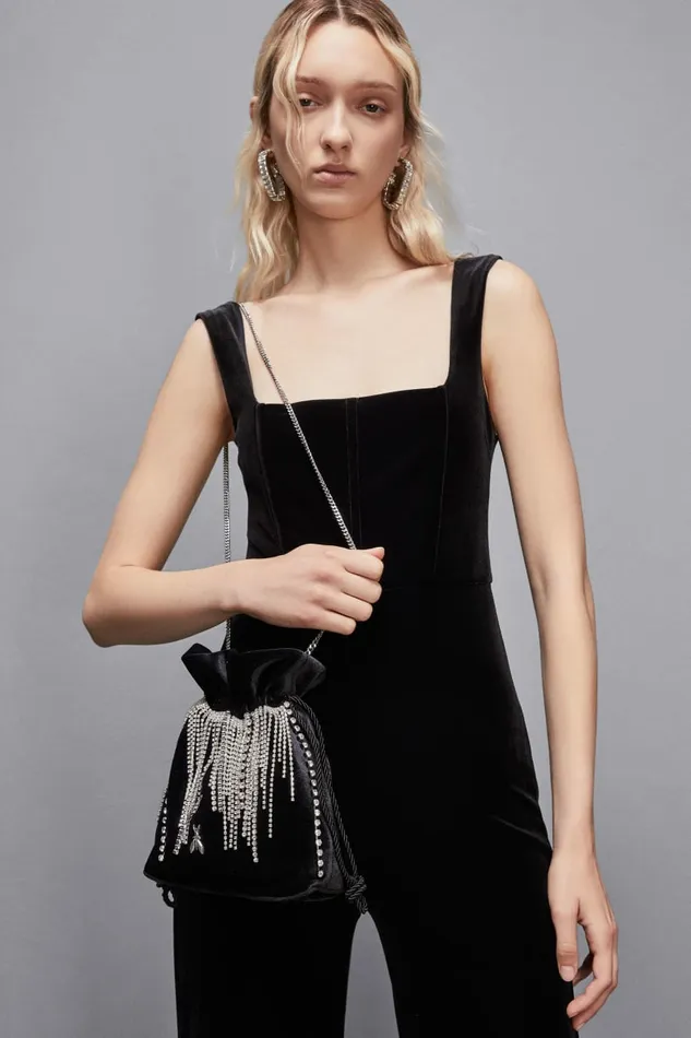 Patrizia Pepe Handbags Pouch Bag With Rhinestones Black 8211 Women